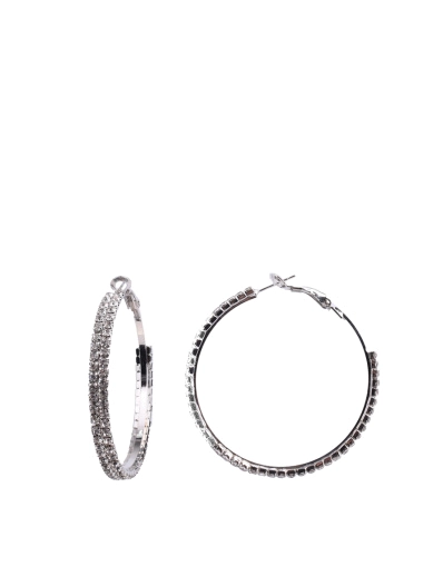 Женские серьги конго MIRATON круглые с камнями в серебре фото 1