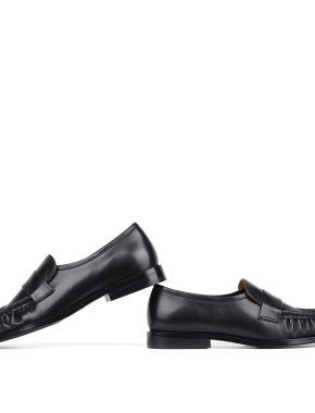 Женские туфли лоферы MIRATON кожаные черные - фото 2 - Miraton