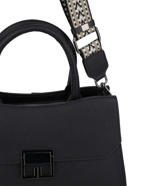 Жіноча сумка леді лайк MIRATON шкіряна чорна з декоративною застібкою - фото 7 - Miraton