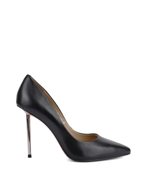 Жіночі туфлі з гострим носком шкіряні чорні - фото 1 - Miraton