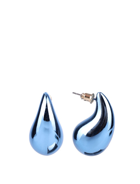 Жіночі сережки пуссети краплі MIRATON синій металік - фото  - Miraton