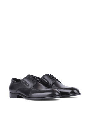 Мужские туфли оксфорды черные кожаные - фото 2 - Miraton