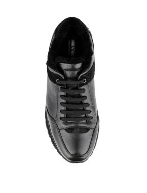 Чоловічі кросівки чорні шкіряні з підкладкою із натурального хутра - фото 4 - Miraton