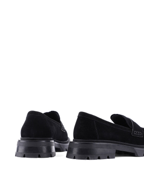 Женские туфли лоферы черные замшевые - фото 4 - Miraton