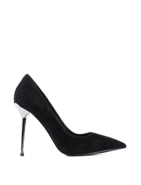 Женские туфли с острым носком черные велюровые - фото 1 - Miraton