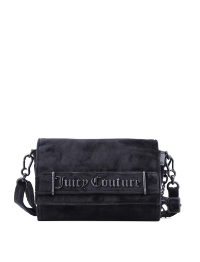 Жіноча сумка крос-боді Juicy Couture тканинна чорна з логотипом фото 1