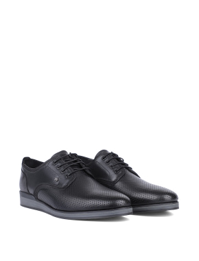 Мужские туфли с острым носком кожаные черные - фото 2 - Miraton