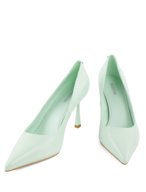 Жіночі туфлі човники шкіряні зелені - фото 6 - Miraton