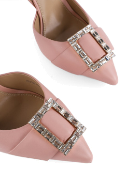 Жіночі туфлі шкіряні рожеві з гострим носком - фото 5 - Miraton
