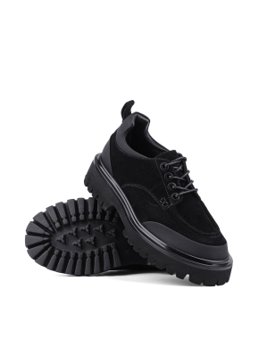 Жіночі туфлі оксфорди чорні велюрові - фото 2 - Miraton