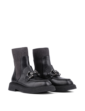 Жіночі черевики челсі чорні шкіряні з підкладкою байка - фото 3 - Miraton