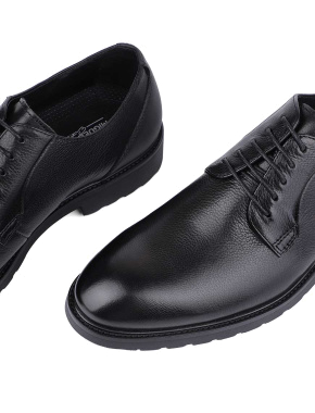 Мужские туфли оксфорды черные кожаные - фото 5 - Miraton