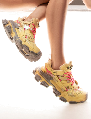 Жіночі кросівки MIRATON шкіряні жовті - фото 1 - Miraton