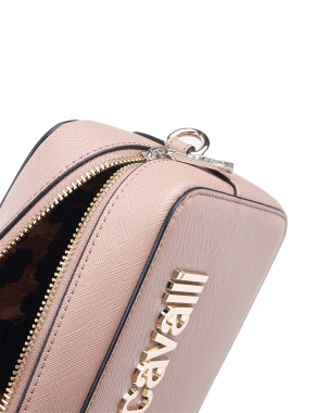 Женская сумка camera Bag Just Cavalli из экокожи бежевая с логотипом - фото 5 - Miraton