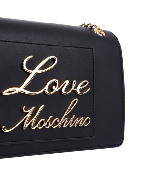 Сумка Love Moschino крос-боді чорна з екошкіри з логотипом - фото 7 - Miraton