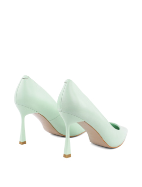 Жіночі туфлі човники шкіряні зелені - фото 4 - Miraton