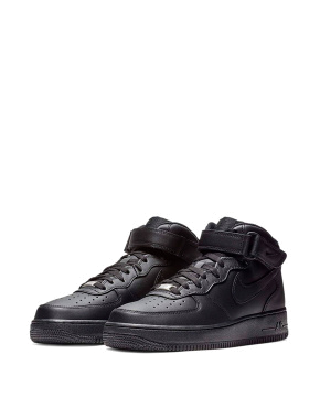 Чоловічі кросівки Nike Air Force 1 Mid чорні шкіряні - фото 2 - Miraton