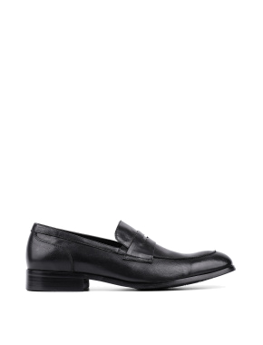 Мужские туфли лоферы черные кожаные - фото 1 - Miraton