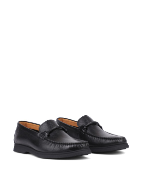 Мужские туфли лоферы Miguel Miratez кожаные черные - фото 3 - Miraton