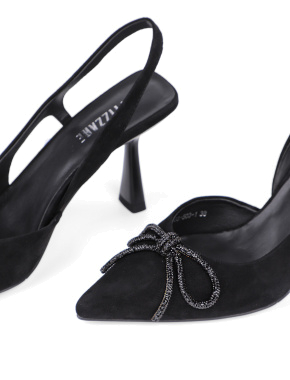 Женские туфли слингбэки Attizzare велюровые черные - фото 4 - Miraton