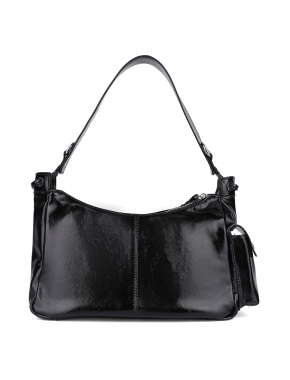 Жіноча сумка карго MIRATON з екошкіри чорна з накладними кишенями - фото 3 - Miraton
