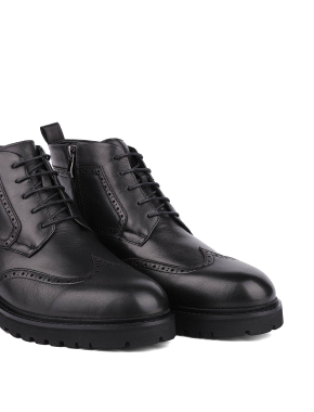 Чоловічі шкіряні черевики чорні - фото 5 - Miraton