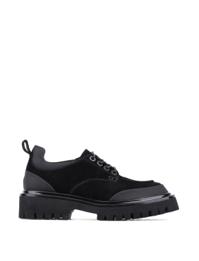 Жіночі туфлі оксфорди чорні велюрові - фото 1 - Miraton