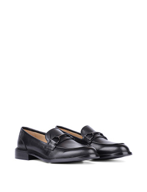 Жіночі туфлі лофери чорні шкіряні з підкладкою байка - фото 2 - Miraton