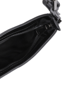 Жіноча сумка багет MIRATON з екошкіри чорна з декоративною застібкою - фото 5 - Miraton
