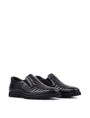 Мужские туфли слипоны черные кожаные - фото 3 - Miraton