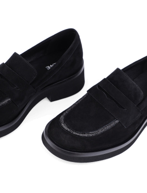 Жіночі туфлі лофери чорні замшеві - фото 5 - Miraton