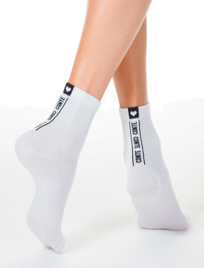 Жіночі високі шкарпетки Conte Elegant бавовняні білі - фото 3 - Miraton