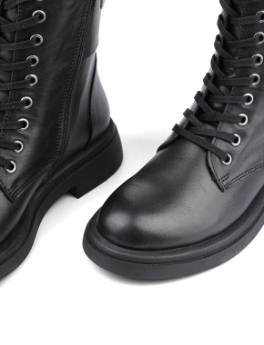 Жіночі черевики берці чорні шкіряні з підкладкою байка - фото 5 - Miraton