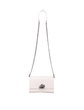 Женская сумка кросс-боди MIRATON кожаная молочная с цепочкой - фото 4 - Miraton