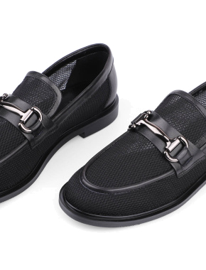 Жіночі туфлі лофери MIRATON шкіряні чорні з сіткою - фото 5 - Miraton