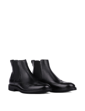 Мужские ботинки челси черные кожаные - фото 2 - Miraton