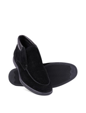 Мужские ботинки лоферы черные замшевые с подкладкой байка - фото 2 - Miraton