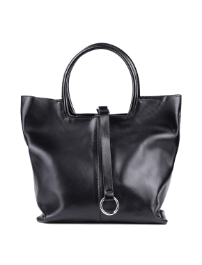 Жіноча сумка MIRATON шкіряна чорна з брелоком - фото 1 - Miraton