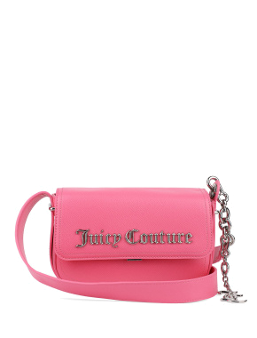 Жіноча сумка хобо Juicy Couture з екошкіри рожева з логотипом - фото 2 - Miraton