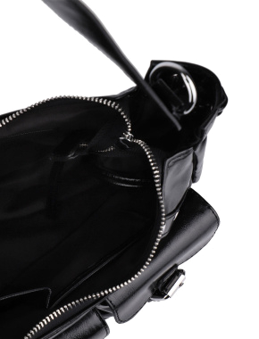 Жіноча сумка карго MIRATON з екошкіри чорна з накладними кишенями - фото 6 - Miraton