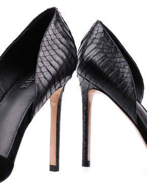 Жіночі туфлі-човники дорсей MIRATON шкіряні чорні з тисненням - фото 2 - Miraton