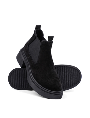 Жіночі черевики челсі чорні велюрові з підкладкою байка - фото 2 - Miraton