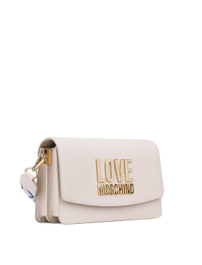 Сумка через плечо Love Moschino молочная с лого - фото 3 - Miraton