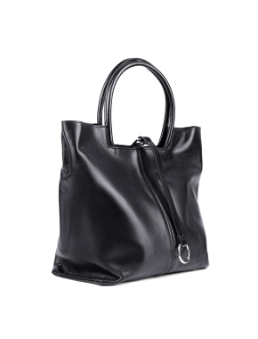 Женская сумка MIRATON кожаная черная с брелком - фото 2 - Miraton