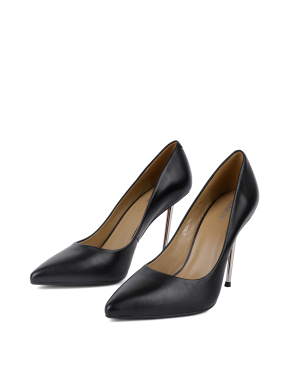 Жіночі туфлі з гострим носком шкіряні чорні - фото 2 - Miraton