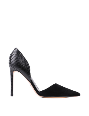 Жіночі туфлі-човники дорсей MIRATON шкіряні чорні з тисненням - фото 1 - Miraton