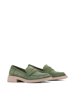 Жіночі туфлі лофери Attizzare замшеві зелені - фото 2 - Miraton