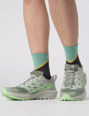 Женские кроссовки Salomon из ткани зеленые - фото 1 - Miraton