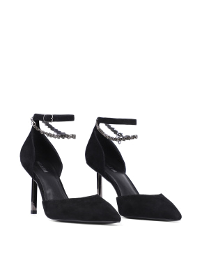 Жіночі туфлі MIRATON замшеві чорні з тонким ремінцем - фото 2 - Miraton