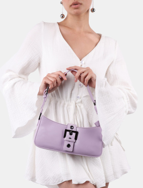 Жіноча сумка багет MIRATON з екошкіри бузкова з декоративною застібкою - фото 1 - Miraton